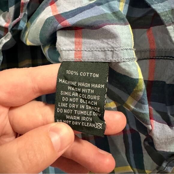 Rodd & Gunn Blue Red & Yellow Striped‎ Plaid Italian Button Down Shirt Size M - Picture 6 of 10